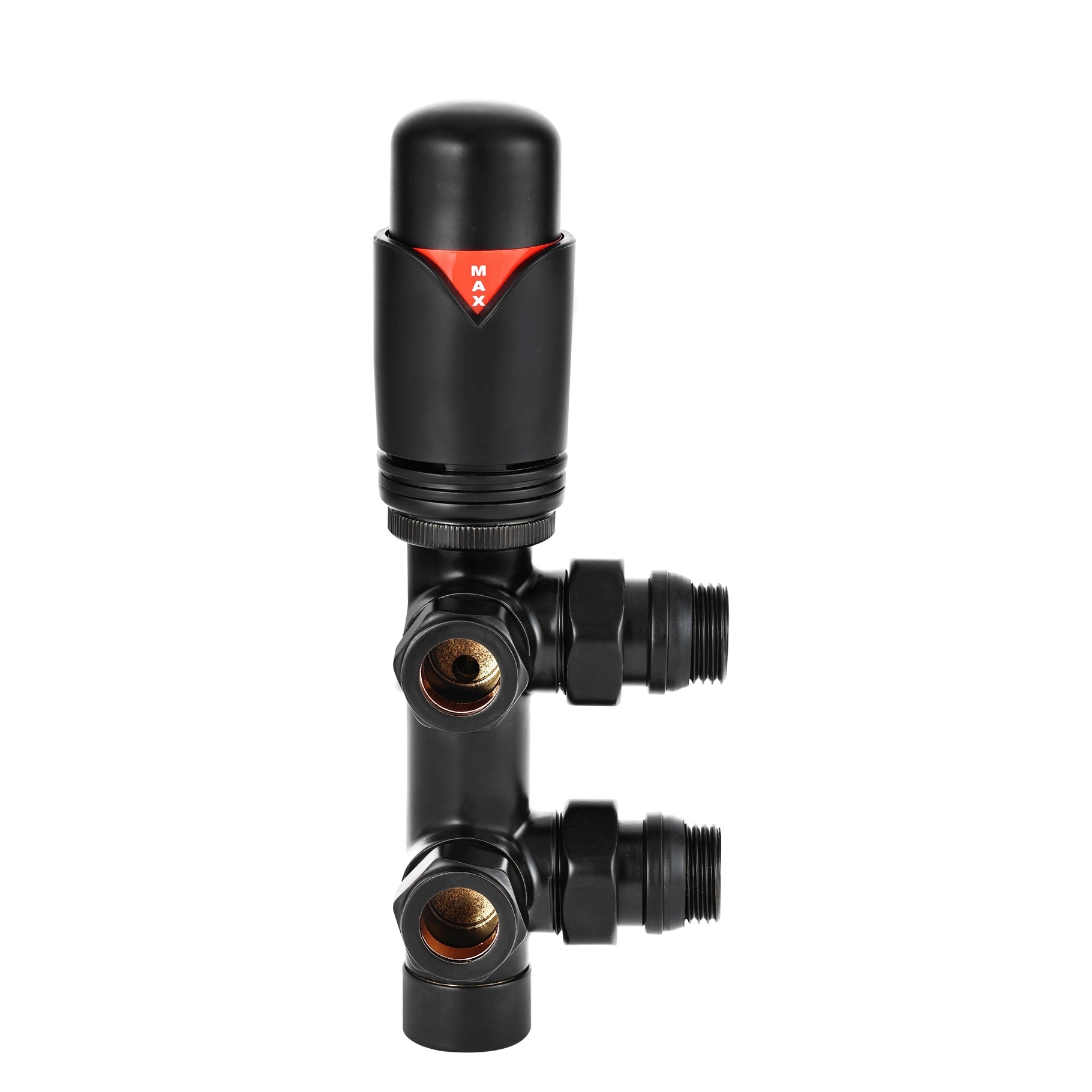 Fairford Matt Black 15mm Twin TRV Radiator Valves