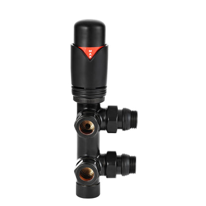 Fairford Matt Black 15mm Twin TRV Radiator Valves