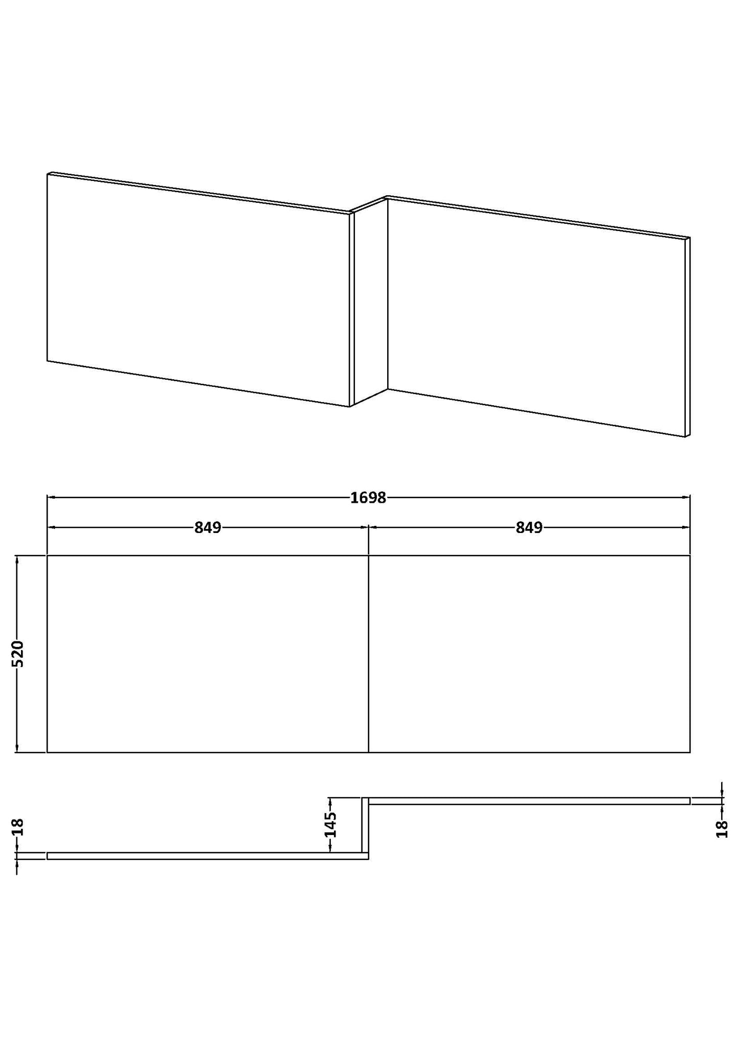 Fairford Solace Oak 1700mm L Shaped Bath Panel