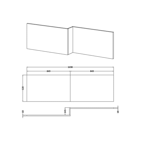 Fairford Bleached Oak 1700mm L Shaped Bath Front Panel