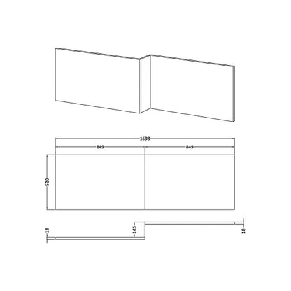 Fairford Bleached Oak 1700mm L Shaped Bath Front Panel