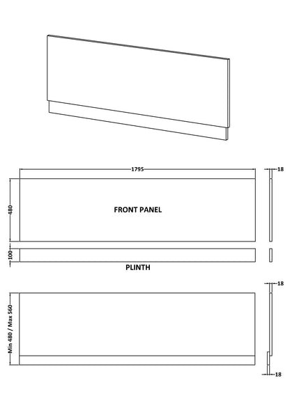 Fairford Solace Oak 1800mm Bath Panel with Plinth