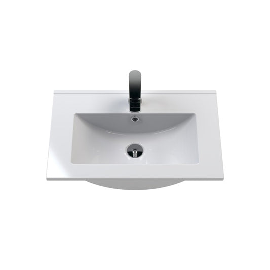 Fairford Aspri 2 600mm Gloss White Wall Hung Vanity Unit, 18mm Basin
