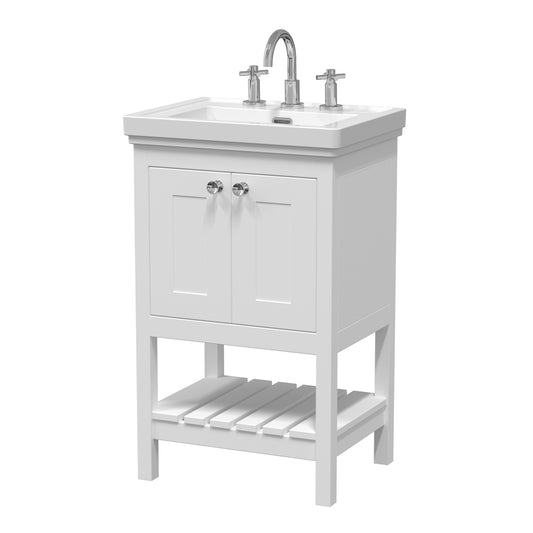 Fairford Juliette 500mm Pure White 3 Tap Hole Floorstanding Vanity Unit