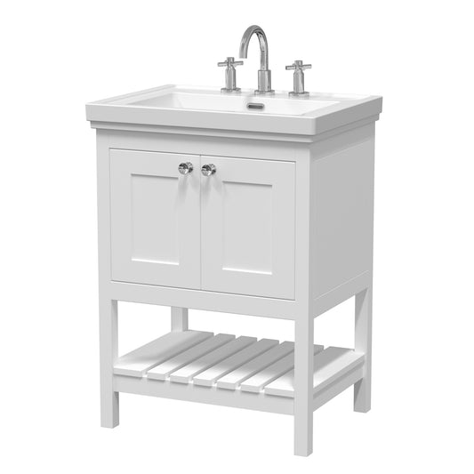 Fairford Juliette 600mm Pure White 3 Tap Hole Floorstanding Vanity Unit