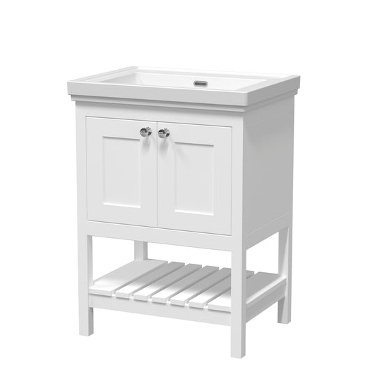 Fairford Juliette 600mm Pure White 0 Tap Hole Floorstanding Vanity Unit