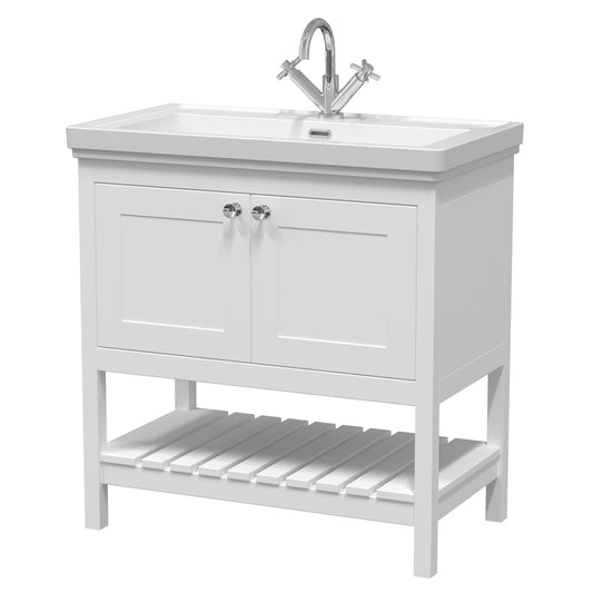Fairford Juliette 800mm Pure White 1 Tap Hole Floorstanding Vanity Unit