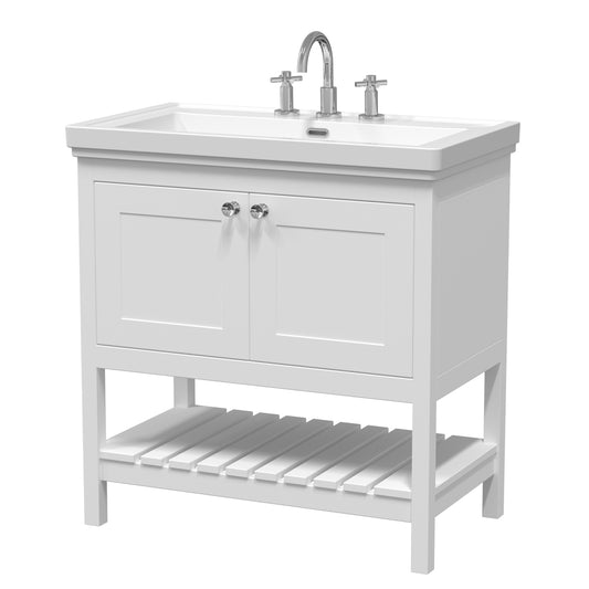 Fairford Juliette 800mm Pure White 3 Tap Hole Floorstanding Vanity Unit