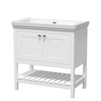 Fairford Juliette 800mm Pure White 0 Tap Hole Floorstanding Vanity Unit
