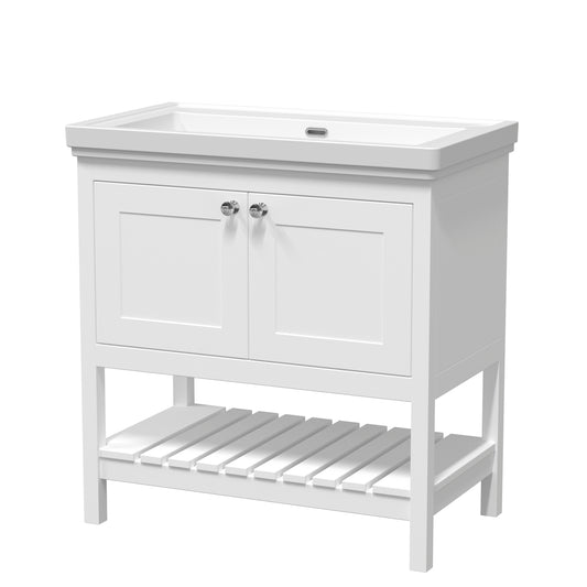 Fairford Juliette 800mm Pure White 0 Tap Hole Floorstanding Vanity Unit