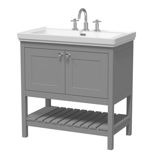 Fairford Juliette 800mm Cool Grey 3 Tap Hole Floorstanding Vanity Unit