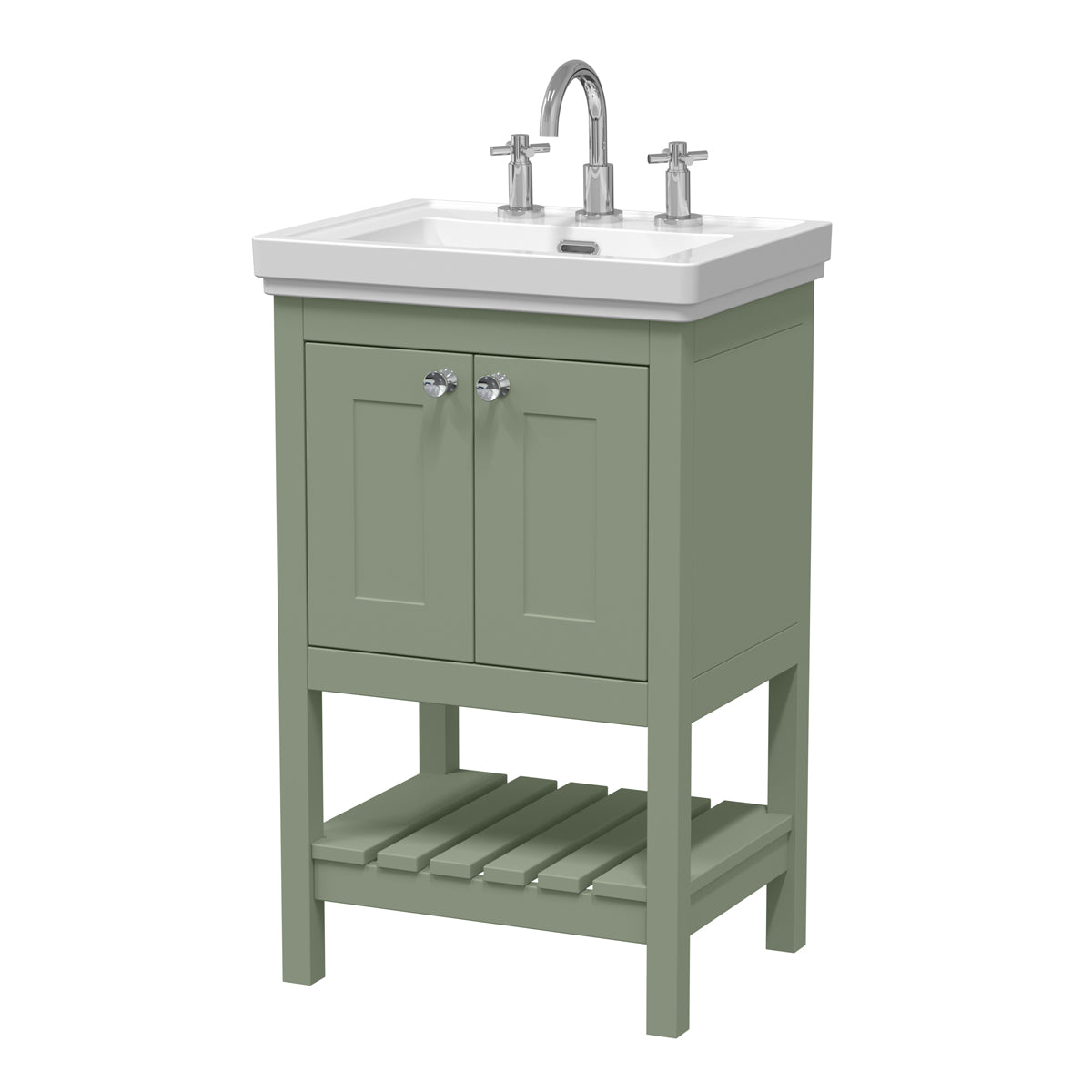 Fairford Juliette 500mm Fern Green 3 Tap Hole Floorstanding Vanity Unit