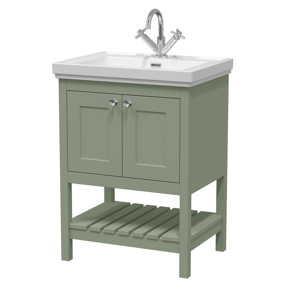 Fairford Juliette 600mm Fern Green 1 Tap Hole Floorstanding Vanity Unit