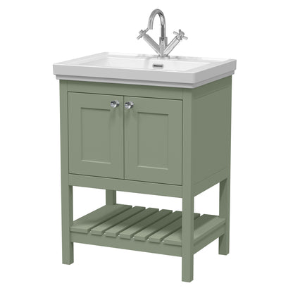 Fairford Juliette 600mm Fern Green 1 Tap Hole Floorstanding Vanity Unit