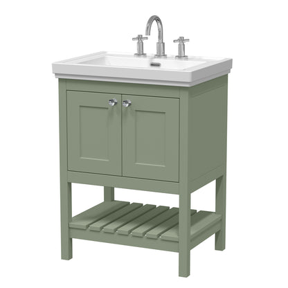 Fairford Juliette 600mm Fern Green 3 Tap Hole Floorstanding Vanity Unit