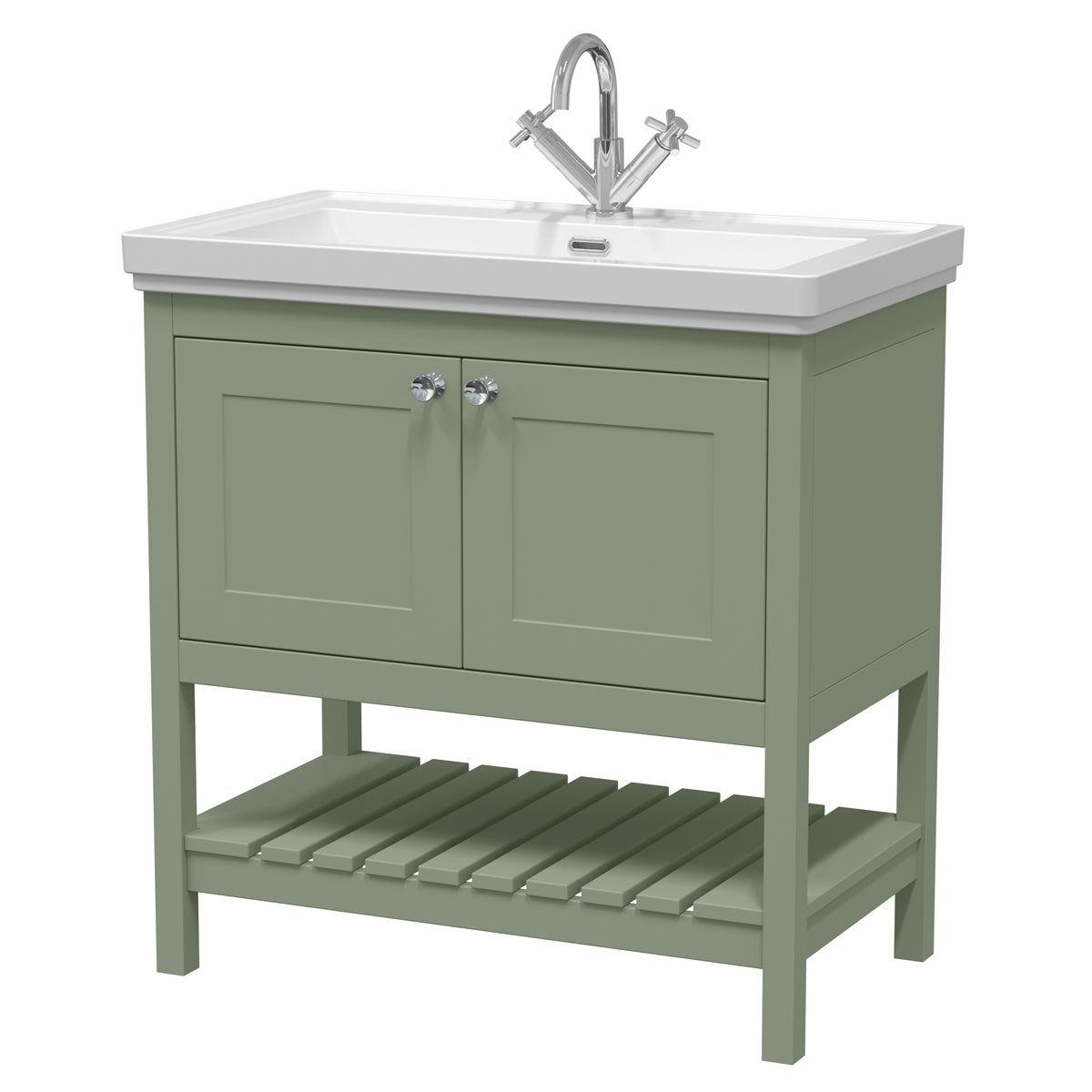 Fairford Juliette 800mm Fern Green 1 Tap Hole Floorstanding Vanity Unit