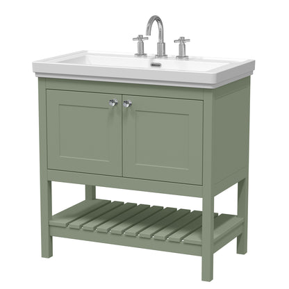 Fairford Juliette 800mm Fern Green 3 Tap Hole Floorstanding Vanity Unit