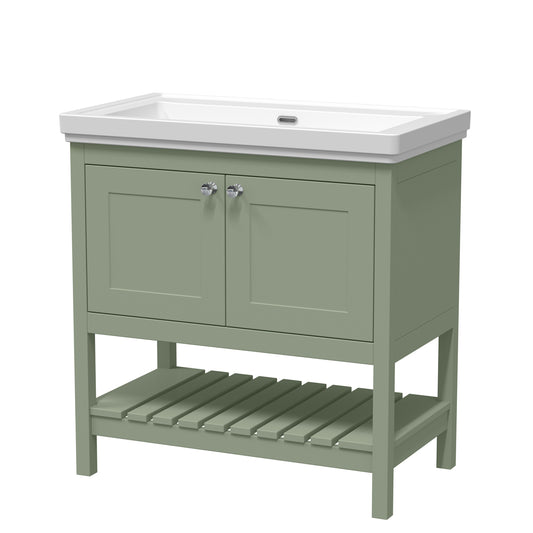 Fairford Juliette 800mm Fern Green 0 Tap Hole Floorstanding Vanity Unit