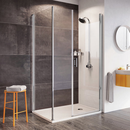 Fairford Pro 8 800 x 760mm Frameless 8mm Rectangular Pivot Door Enclosure with Side Panel