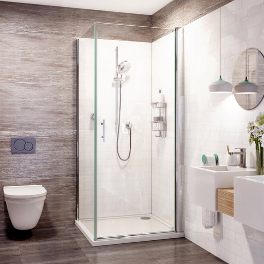 Fairford Pro 8 760 x 760mm Frameless 8mm Square Pivot Door Enclosure with Side Panel
