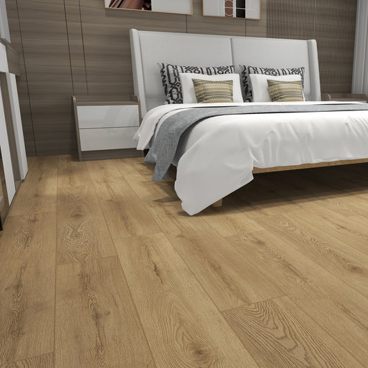 Rivato Natural Oak 1220 x 183mm Solidcore Waterproof Click Flooring Planks (Pack of 8) - 1.79m Per Pack