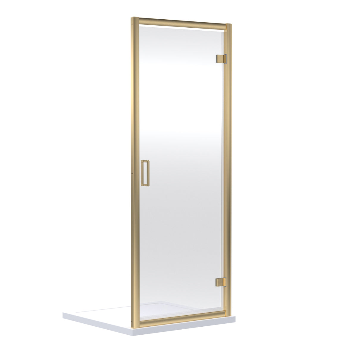 Fairford 6mm 760mm Brushed Brass Hinged Shower Door