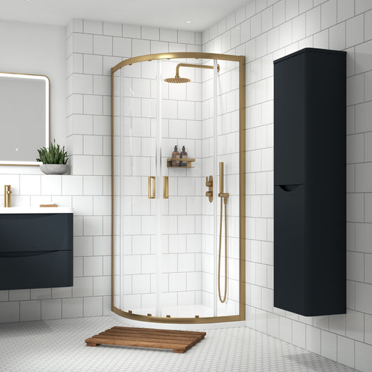 Fairford 6mm, 900x900mm Brushed Brass Quadrant Shower Enclosure