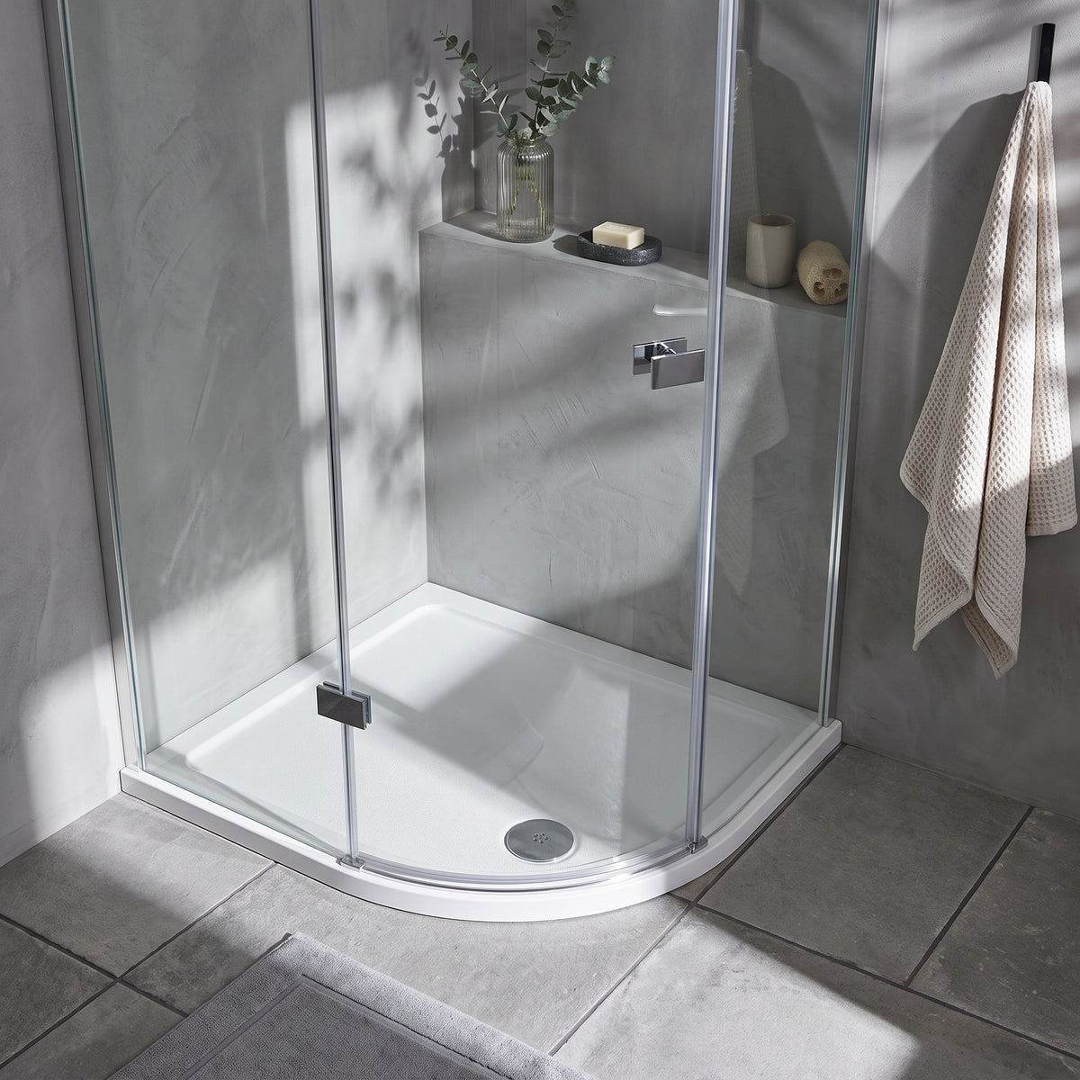 Fairford 1200 x 800mm Antislip RH Offset Quadrant Shower Tray