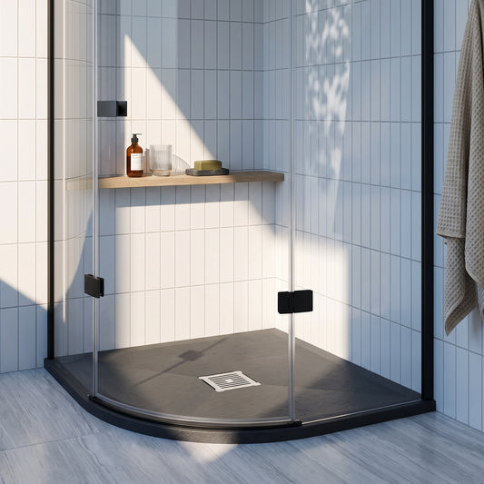 Fairford Quadrant Grey Slate Shower Tray, Center Waste-800mm x 800mm