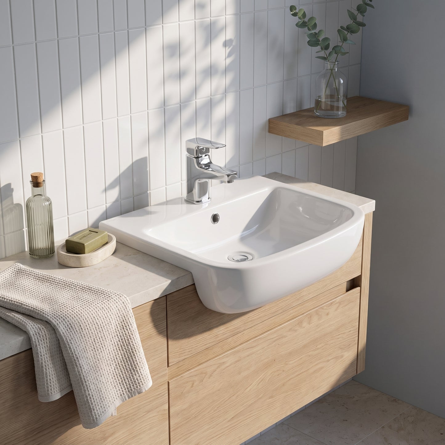 Fairford Luna 520mm 1TH Semi Recessed Basin