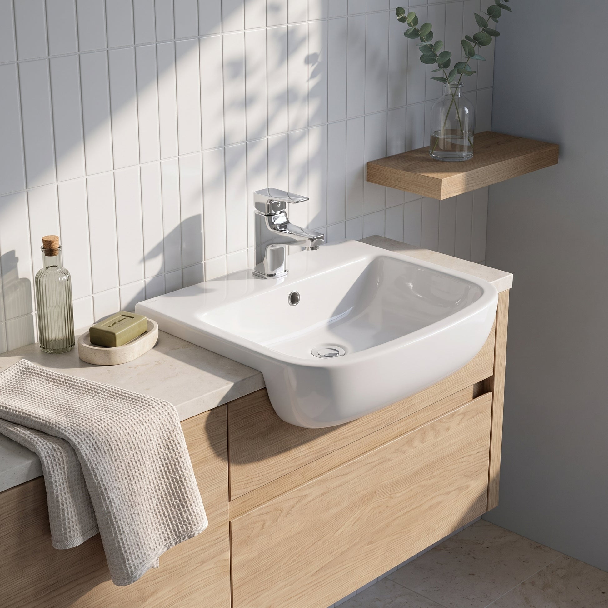 Fairford Luna 520mm 1TH Semi Recessed Basin