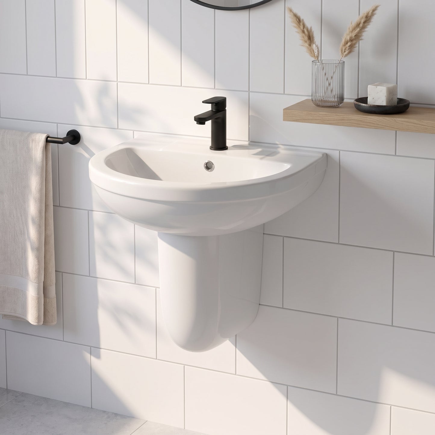 Fairford Gravo 550mm 1TH Basin and Semi Pedestal