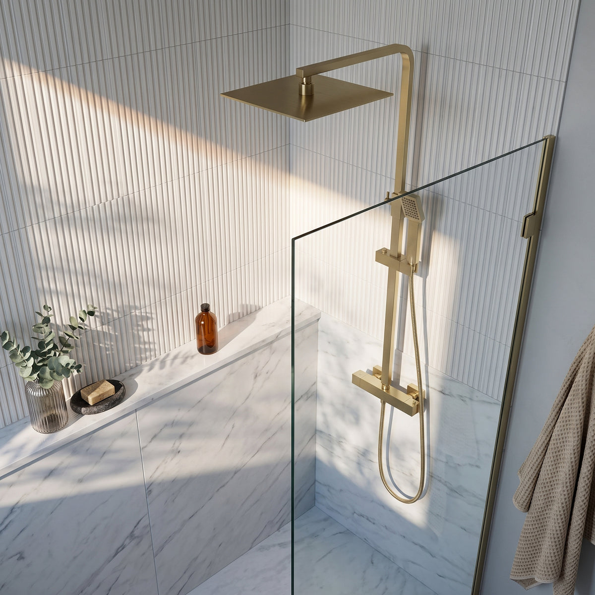 Fairford Earlwood Brushed Brass Exposed Shower Kit