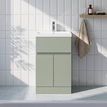 Fairford Finesse 500mm Satin Green Floorstanding 2-Door/Drawer Vanity