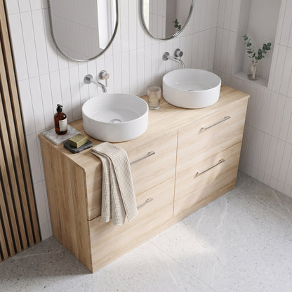 Fairford Aspri Bleached Oak 1200mm 4 Drawer Floorstanding Vanity Unit with Worktop