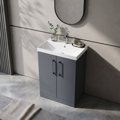 Fairford Aspri Soft Black 600mm 2 Door Floorstanding Vanity Unit
