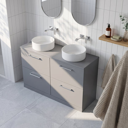 Fairford Aspri Satin Grey 1200mm 4 Drawer Floorstanding Vanity Unit with Worktop