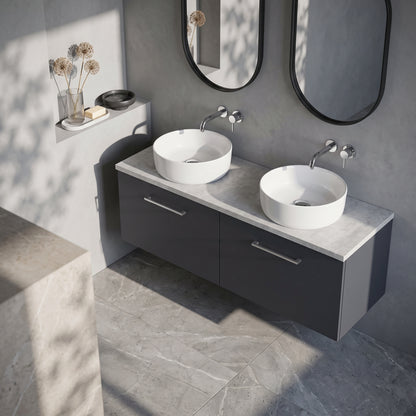 Fairford Aspri Soft Black 1200mm 4 Door Floorstanding Vanity Unit with Worktop