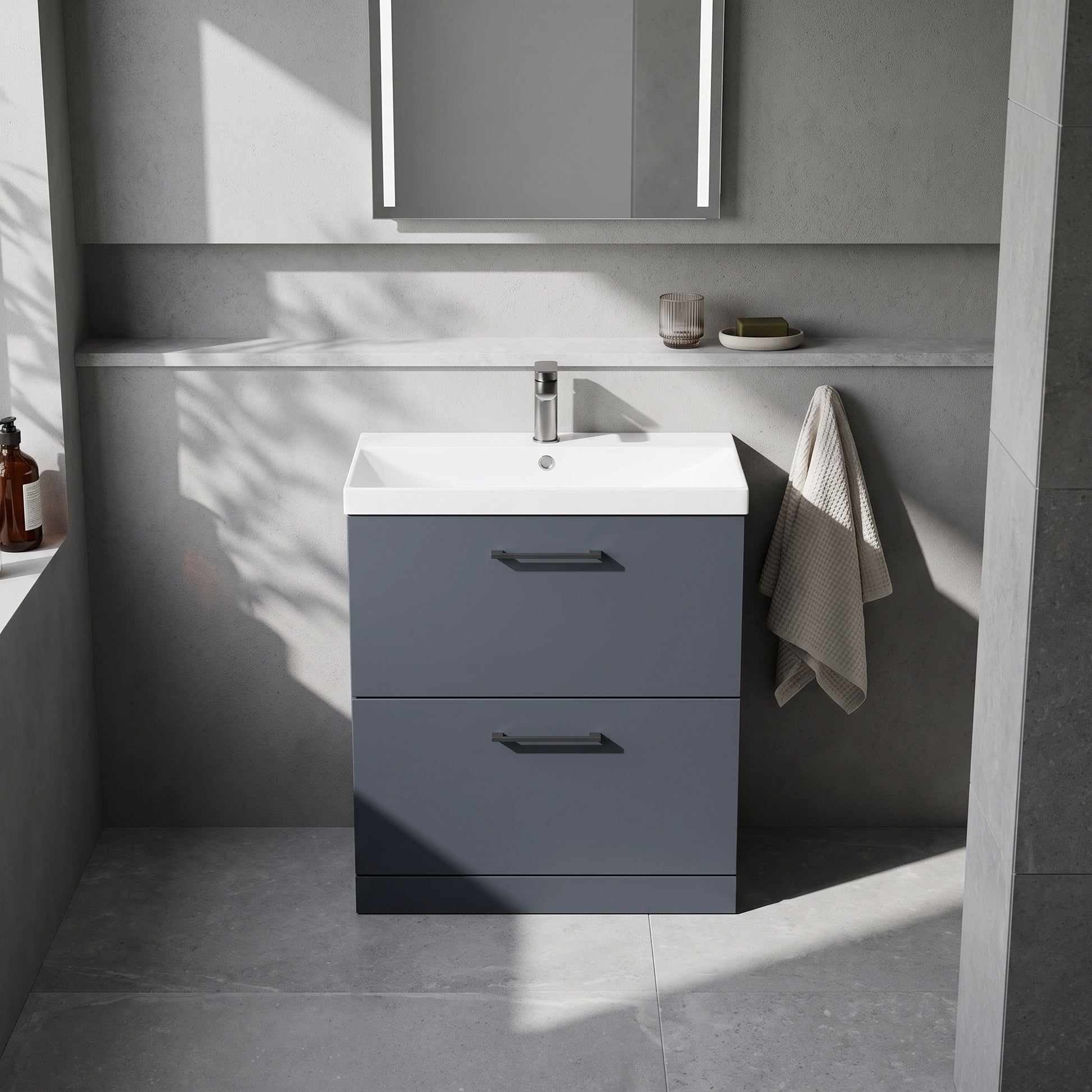 Fairford Aspri Soft Black 800mm 2 Drawer Floorstanding Vanity Unit