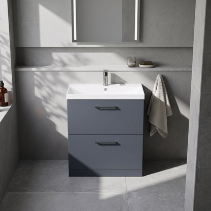 Fairford Aspri Soft Black 800mm 2 Drawer Floorstanding Vanity Unit
