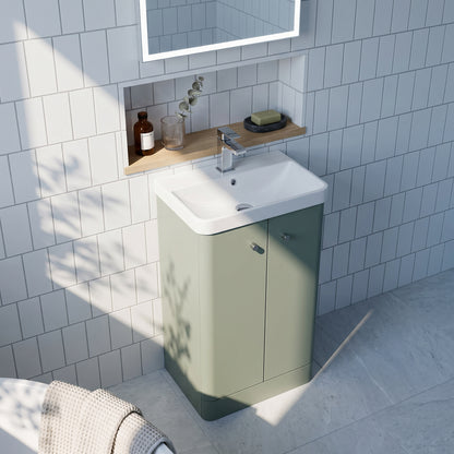 Fairford Crayo Satin Green 500mm 2 Door Floorstanding Vanity Unit