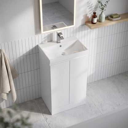 Fairford Finesse 500mm Satin White Floor Standing Vanity Unit