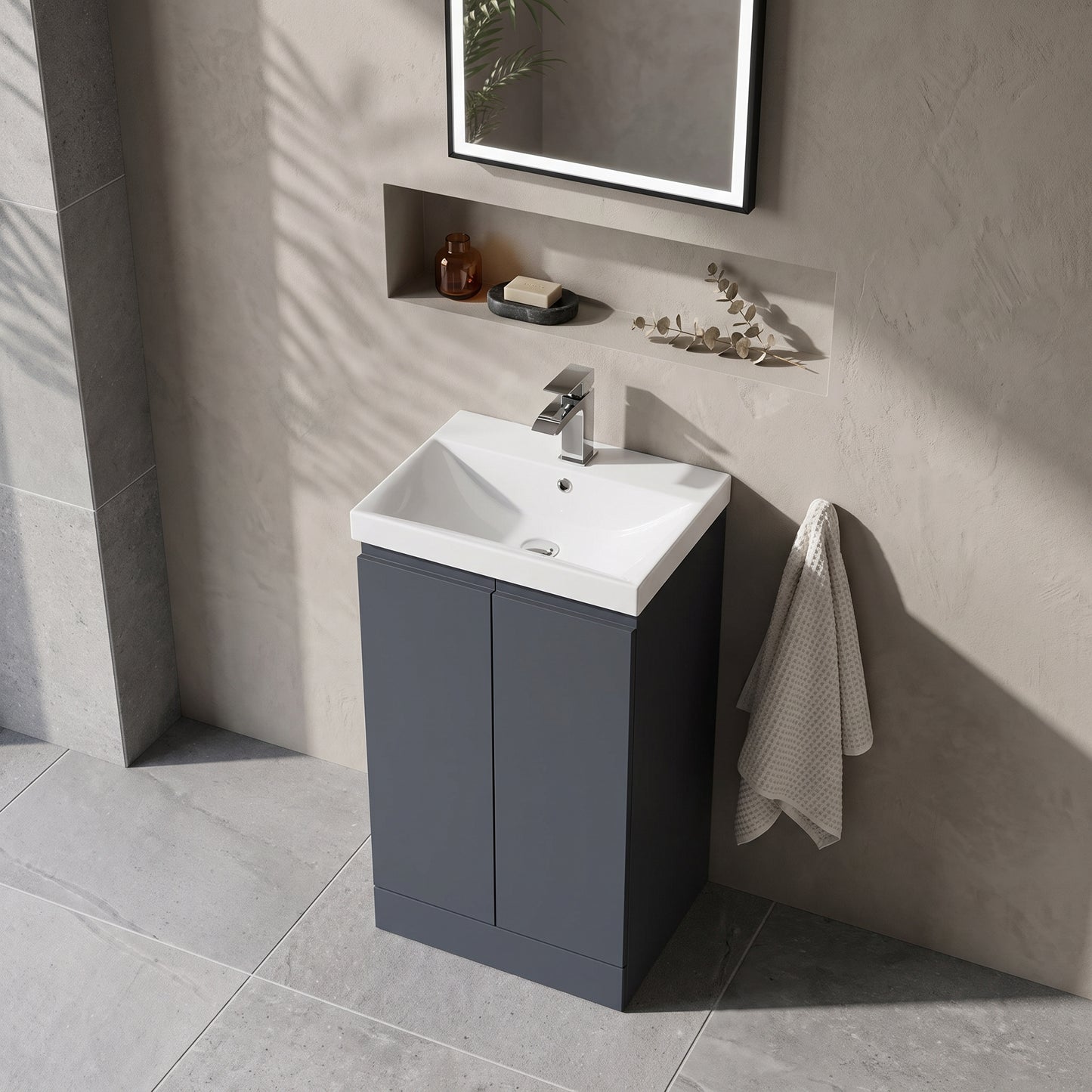 Fairford Finesse 500mm Soft Black Floorstanding 2-Door Vanity Unit