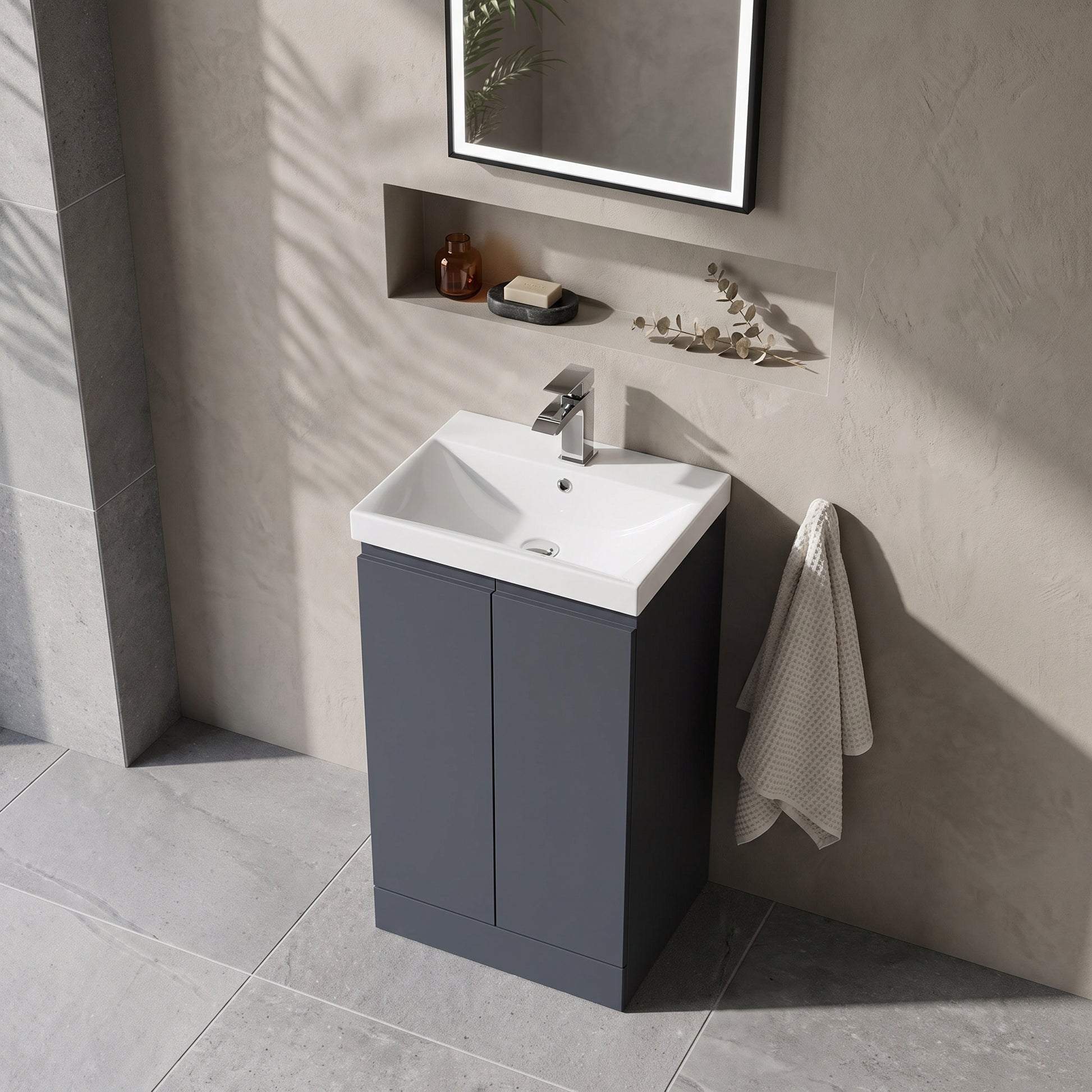 Fairford Finesse 500mm Soft Black Floorstanding 2-Door Vanity Unit
