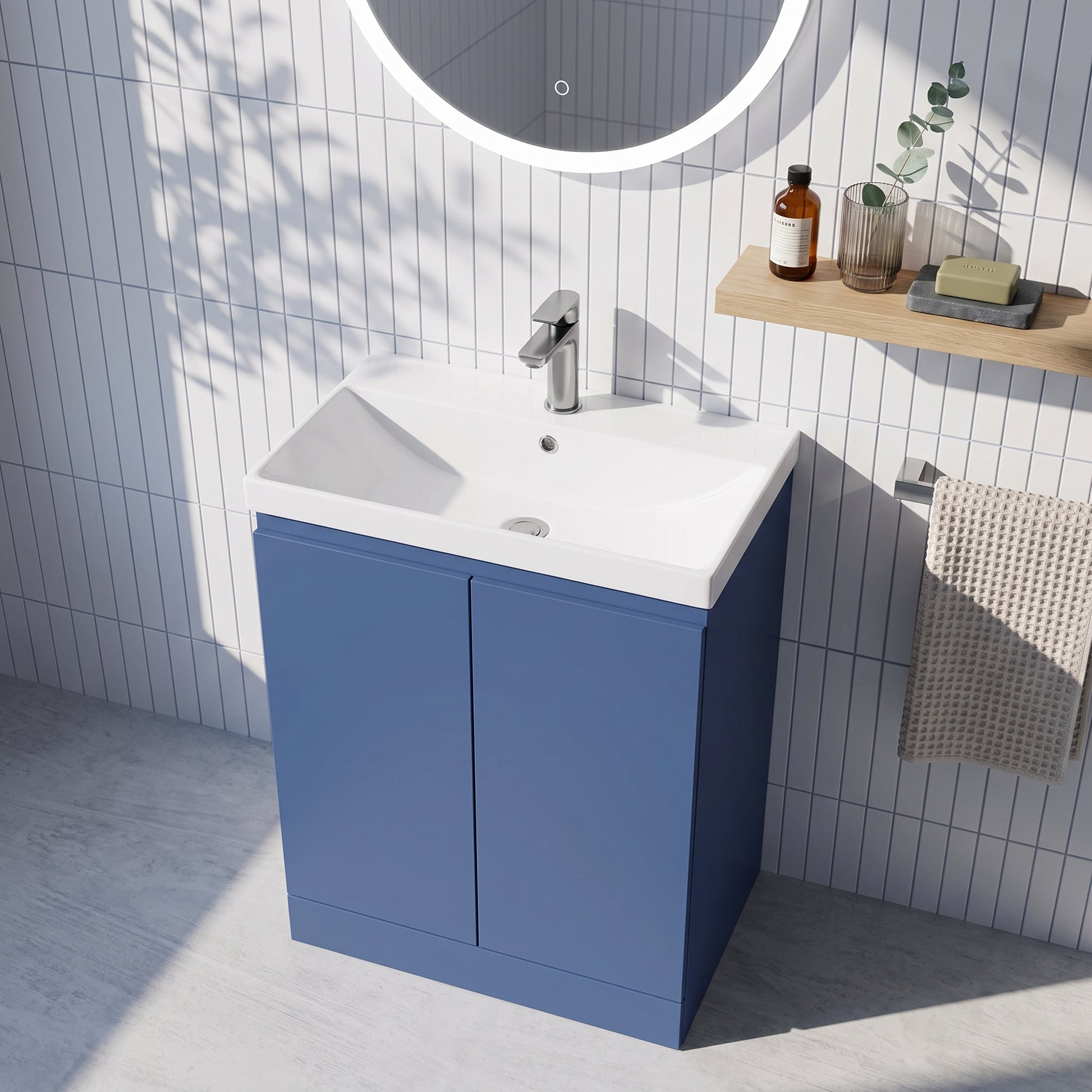 Fairford Finesse 600mm Satin Blue Floor Standing Vanity Unit
