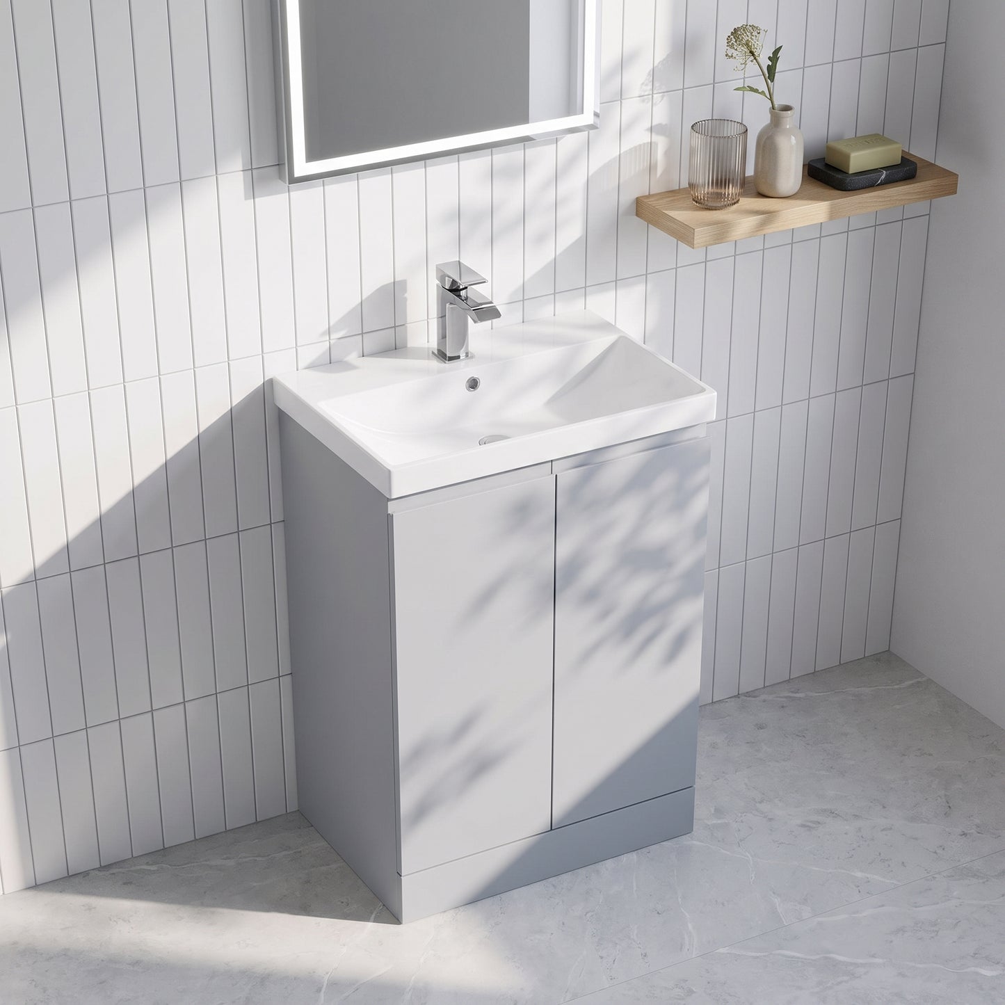 Fairford Finesse 600mm Satin Grey Floor Standing Vanity Unit