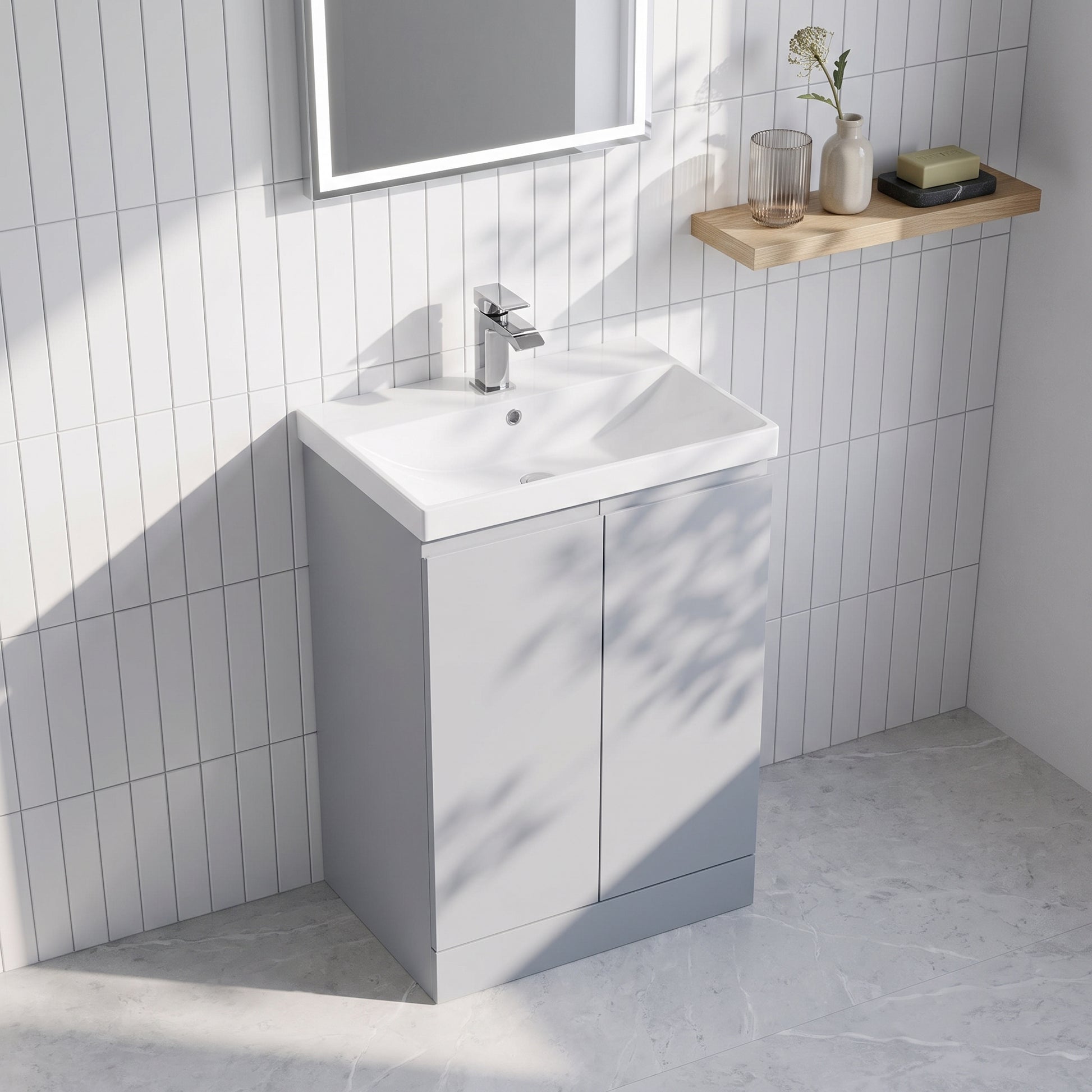 Fairford Finesse 600mm Satin Grey Floor Standing Vanity Unit