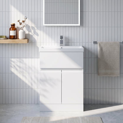 Fairford Finesse 600mm Satin White Floor Standing Vanity Unit, with Top Drawer