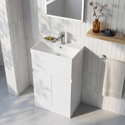 Fairford Finesse 500mm Satin White Floor Standing Vanity Unit, with Top Drawer
