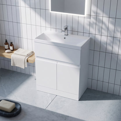 Fairford Finesse 800mm Satin White Floor Standing Vanity Unit, with Top Drawer